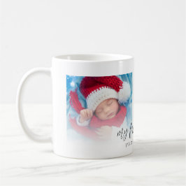 Zwei Fotos New Baby First Christmas Name Kaffeetasse