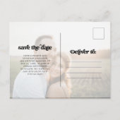 Zwei Fotos | Retro Boho Typografie Save the Date Ankündigungspostkarte (Rückseite)