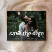 Zwei Fotos | Retro Boho Typografie Save the Date Ankündigungspostkarte