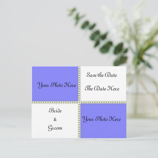 Zwei Fotos Save the Date Ankündigungspostkarte (Stehend Vorderseite)