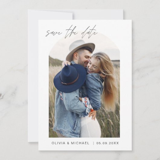 Zwei Fotos Save the Date Elegant Minimalistisch (Vorderseite)