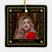 Zwei Fotos Schwarz | Goldklasse des Abschlusses 20 Keramikornament (Vorderseite)