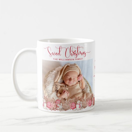 Zwei Fotos, süße Weihnachten, Weihnachtskekse Kaffeetasse (Links)