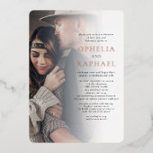 Zwei Fotos überlagern QR-Code Bohemisch Hochzeit R Folieneinladung (Vorderseite)