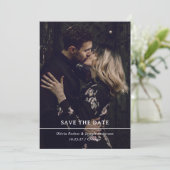 Zwei Fotos und einfacher Text mit QR-Code | Hochze Save The Date (Stehend Vorderseite)