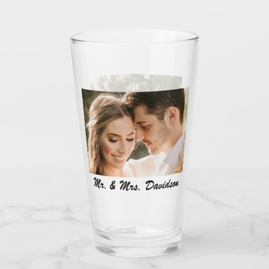 Zwei Fotos und Personalisiertes 16oz Pint Glas (Rückseite)