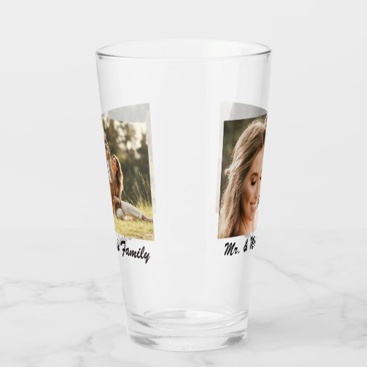 Zwei Fotos und Personalisiertes 16oz Pint Glas (Links)