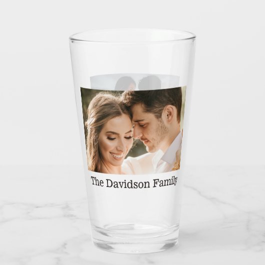Zwei Fotos und Personalisiertes 16oz Pint Glas (Rückseite)