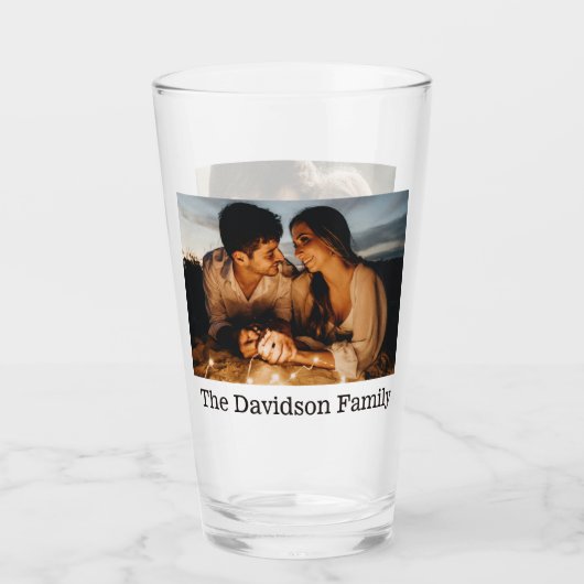 Zwei Fotos und Personalisiertes 16oz Pint Glas (Vorderseite)