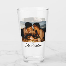 Zwei Fotos und Personalisiertes Script 16oz Pint G Glas