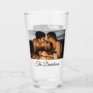 Zwei Fotos und Personalisiertes Script 16oz Pint G Glas