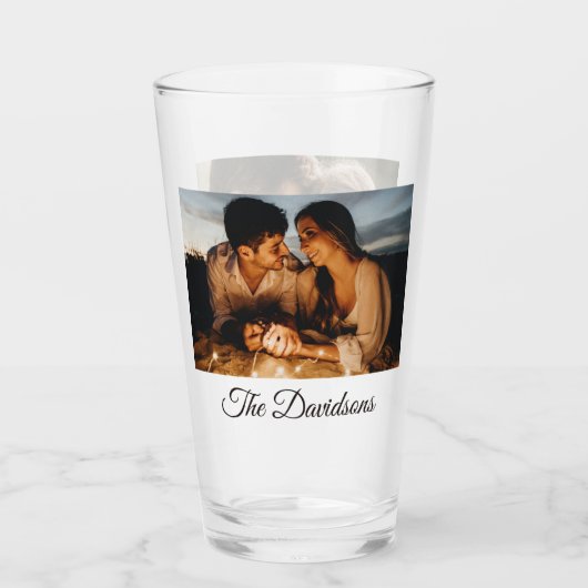 Zwei Fotos und Personalisiertes Script 16oz Pint G Glas (Vorderseite)