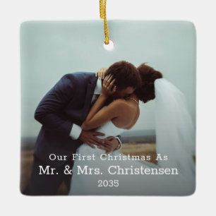 Zwei Fotos Unsere ersten Weihnachten Verheiratet M Keramikornament