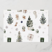 Zwei Fotos Weihnachtsbaum Moderne Folieneinladung (Rückseite)