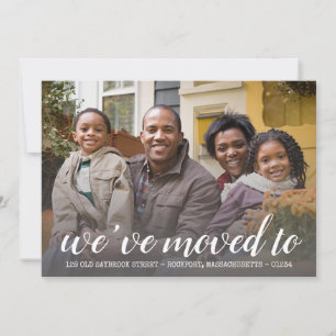 Zwei Fotos Wir sind umgezogen Skript Adressänderun Ankündigung