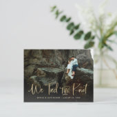 Zwei Fotos | Wir tippten das handgeschriebene Skri Ankündigungspostkarte (Stehend Vorderseite)