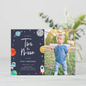 Zwei Fotos zum Thema "Moon Space" Einladung (Stehend Vorderseite)