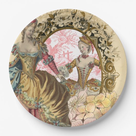 Zwei französische Damen und ein Rahmen Pappteller (Vorderseite)