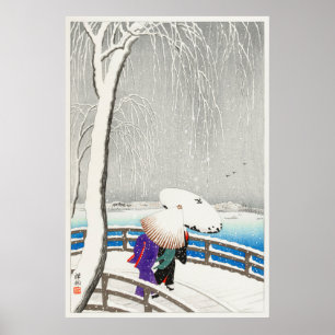 Zwei Frauen auf der Yanagi-Brücke von Ohara Koson  Poster