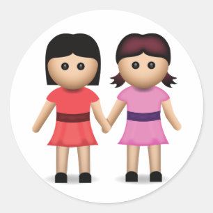 Zwei Frauen, die Hände Emoji halten Runder Aufkleber