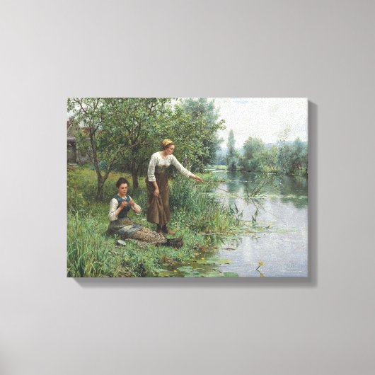 Zwei Frauen Fischen von Daniel Ridgway Knight Leinwanddruck (Vorderseite)