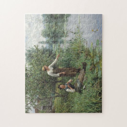 Zwei Frauen Fischen von Daniel Ridgway Knight Puzzle (Vertikal)