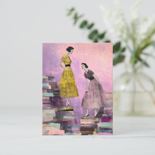 Zwei Frauen - gemischte Mediencollagen Postkarte (Stehend Vorderseite)