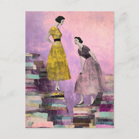 Zwei Frauen - gemischte Mediencollagen Postkarte (Vorderseite)