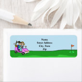 Zwei Frauen im Golf Cart Rücksendesiegel (Insitu)