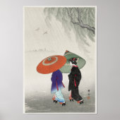 Zwei Frauen im Regen von Ohara Koson (1925-1936) Poster (Vorne)