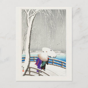 Zwei Frauen im Schnee - Vintage Japanisch Postkarte