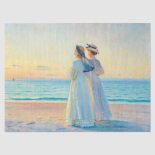 Zwei Frauen im Sonnenuntergang am Skagen Beach von Seidenpapier
