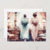 Zwei Frauen im Spiegel Postkarte (Vorne/Hinten)