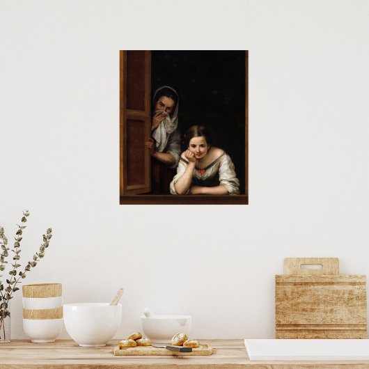 Zwei Frauen in einem Fenster von Bartolome Esteban Poster (Küche)