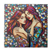 Zwei Frauen in Liebe | Imitats Mosaik Tile Style Fliese (Vorderseite)