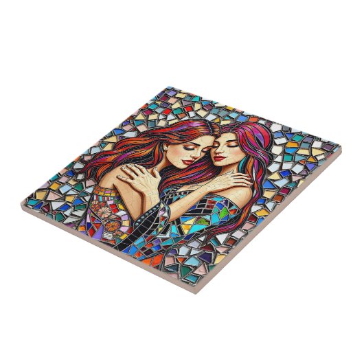 Zwei Frauen in Liebe | Imitats Mosaik Tile Style Fliese (Seite)