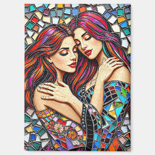 Zwei Frauen in Liebe   Imitats Mosaik Tile Style Magnet