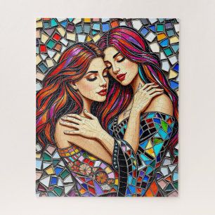 Zwei Frauen in Liebe   Imitats Mosaik Tile Style Puzzle