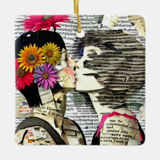 Zwei Frauen in Liebe | Pride Kiss Keramikornament (Vorderseite)