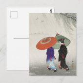 Zwei Frauen in Regenmalerei von Ohara Koson Postkarte (Vorne/Hinten)