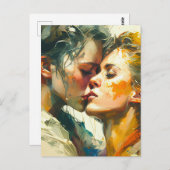 Zwei Frauen küssen Postkarte (Vorne/Hinten)