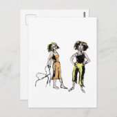 Zwei Frauen mit lockigen Haaren Postkarte (Vorne/Hinten)