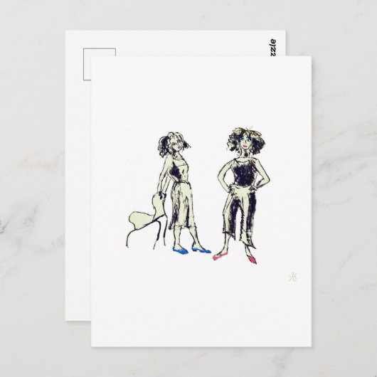 Zwei Frauen mit lockigen Haaren Postkarte (Vorne/Hinten)
