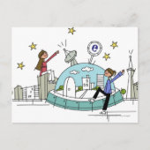 Zwei Frauen sitzen oben auf einer Stadt Postkarte (Vorderseite)