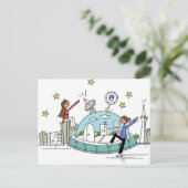 Zwei Frauen sitzen oben auf einer Stadt Postkarte (Stehend Vorderseite)