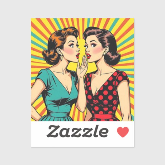 Zwei Frauen tratschen Geheimnisse Pop Art Aufkleber (Blatt)
