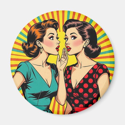 Zwei Frauen tratschen Geheimnisse Pop Art Magnet (Vorne)