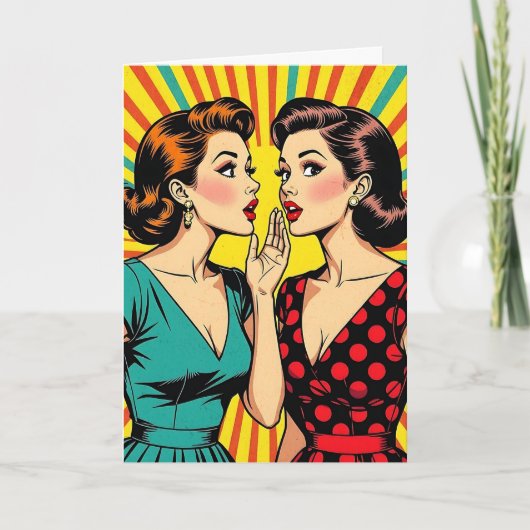 Zwei Frauen tratschen Geheimtitelfreundschaft Karte (Vorderseite)