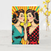 Zwei Frauen tratschen Geheimtitelfreundschaft Karte (Gelbe Blume)