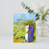 Zwei Frauen überqueren Felder Van Gogh Fine Art Postkarte (Stehend Vorderseite)